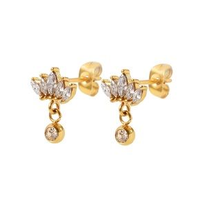 Dainty Crown dangling ball stud earrings